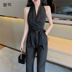 MOLY 여성 V넥 오픈숄더 점프수트 J1230