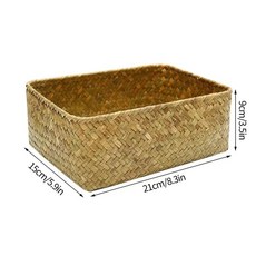라탄바구니 짠 해초 보관 바구니 짚 등나무 책상 주최자 피크닉 과일 상자 화장품 용기, [03] L Storage Baskets 1, 3.L Storage Baskets 1