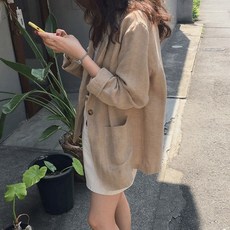 루즈핏 오버핏 클래식 린넨 자켓 봄 여름 간절기 복고