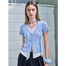 제너럴아이디어 GENERALIDEA 스카프 레이어드 하프 가디건 LIGHT BLUE / WBD2L04544