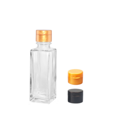 (1BOX) 유리병 참기름병 하바리움 사각 100ml (77개), 원터치캡-골드, 77개