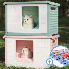 고양이 숨숨집 강아지집 길고양이 길냥이 실외 겨울 플라스틱 집, 민트숨숨집