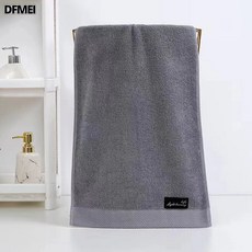 DFMEI 순면 세안 홈타올 110g 부드러운 흡수 목욕 두꺼운 자수 타월, 디마이그레이, 74*34cm, 1개