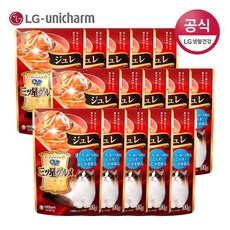 긴노스푼 미쓰보시 LG유니참 구루메 고양이간식 35g 15팩 모음(후레이크 쥬레), 쥬레 (가다랑어&참치&멸치&게맛살)