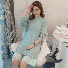 외출 겨울 가을 임부 수유복 스웨터 하프기장 이너티셔츠