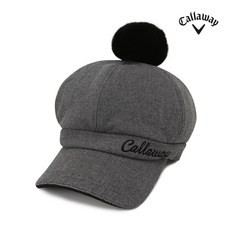 [캘러웨이]20FW 여성 변형 체크 패턴 털방울 모자 CWACJ7805-190_G, GREY