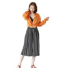 웰핑 통통해도예뻐 하늘거리는 통바지 빅사이즈바지 플리츠 밴딩바지 7부 여름바지