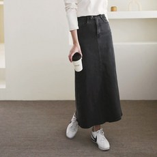모어댄베러 초콜렛 흑청 롱데님스커트