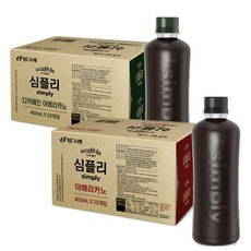 빙그레 아카페라 심플리 아메리카노 400mlx20펫 디카페인 중 택일, 400ml, 20개
