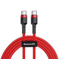 베이스어스 카풀시리즈 C to C타입 PD2.0 60W QC3.0 초고속 충전케이블 (20V 3A), 2m, 레드, 1개