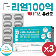  캐나다 직수입 더 리얼 100억 유산균 60캡슐 장용성 유산균 캡슐 프로 프리 바이오틱스 장건강, 3개 