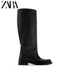 ZARA 새로운 여성 신발 블랙 키 큰 암소 가죽 부츠 11012610040