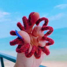 니트 뜨개 보카시 전화선 머리끈