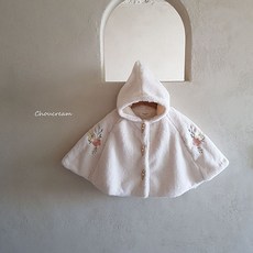 슈크림 베베후드망토 아기후드망토 크리스마스룩 겨울아기옷, 아이보리