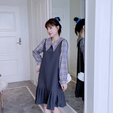 디비자라 실사현품 임부복 가을 목폴라 순면 플리츠미니스커트 미디움 커리어 미니어처 롱스커트
