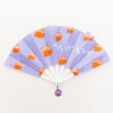 호른 작은부채 부채 가정용 휴대용 쥘부채 접이식 여성둥근 플라스틱, T03-안녕하세요 여름-보라색