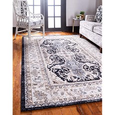 독특한 직조기 전통 컬렉션 고전적인 남서쪽 검은 영역 깔개 (9 0 x 120) (9 x 12 Feet Rectangular Black／Ivory), 본상품, 본상품