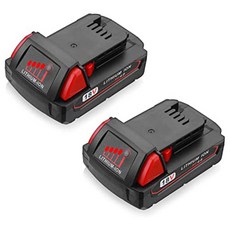 우스틴스 M18 2AH 3AH 밀워키 교체하다 공구 리튬 배터리 2PCS, 2개