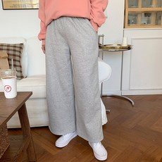 [시크블랙] 슬랜시 여성용 와이드 기모 밴딩팬츠 빅사이즈 오버핏 기모통바지 가성비갑 홈웨어 이지룩 겨울트레이닝팬츠