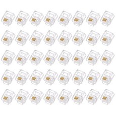 Uxcell 전화 모듈러 플러그 수 RJ11 커넥터 구리 코어 6P4C 투명 20개, 40