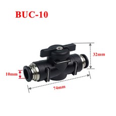 BUC 4mm/6mm/8mm/10mm/12mm 검정 공압 삽입 공기 파이프 핸드 밸브 공기 밸브 볼 전류 제한, 1개, 3.BUC10