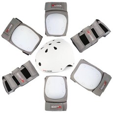 스케이트보드 가드세트 성인남녀 헬멧커버 인라인스케이트 밸런스카 대량, []여섯조각보호기어+헬멧, Xl