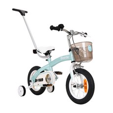 조코 비틀 12인치 유아 어린이 자전거 (밀대) 보조바퀴 네발 아동 바이크, 민트