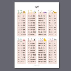 19단표 구구단 구구단표 초등수학 학습 포스터 A3+
