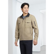 지벤 작업복 여름 춘추 남성 작업 점퍼 현장 실무형 작업복 활동성 통기성 휴대폰 포켓 베이지톤