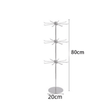 회전 진열대 스카프걸이 액세서리 거치대 팔찌 스탠드 매장용 선반 키링 디스플레이 업소용, 실버(3단), 1개