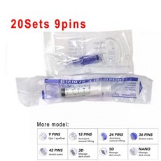오토 MTS 기계 니들 롤러 ELON-YC Microneedle MTSpen 자동 마이크로 펜 무선 MESO Hydra 인젝터 112660, 20Sets 9핀_