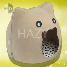 [펫츠몬]고양이 펠트 숨숨집 냥이얼굴, 베이지, 1개