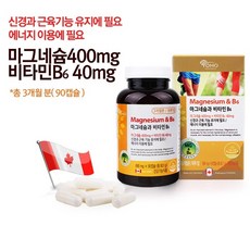하나쯤은 마그네슘 400mg 비타민B6 90캡슐 3개월분 마그네슘부족 눈밑떨림 골드퍼스트, 1개, 요호 마그네슘과 비타민B6