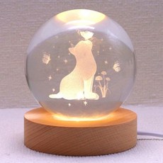 Shellvcase 고양이 크리스탈 3.15인치 3D 피규어 볼 램프 나무 베이스가 달린 조명 애호가를 위한 선물 용품 생일 크리스마스 엄마의 날 테마 아이템 Q1700026, Cat, 1개