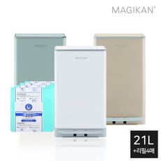 [매직캔] 히포 듀얼 오픈 휴지통 21리터+리필4매, 색상선택:MH250WG(화이트)