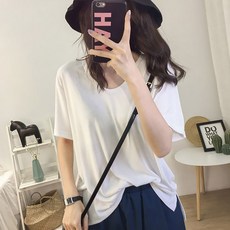 찰랑 찰랑 데일리 유니크 유넥 루즈핏 반팔 티셔츠