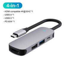 Otg 어댑터 PC 허브 레노버 샤오미 호환 맥북 프로 컴퓨터 액세서리용 3.0 2.0 C타입 Pd 60W USB 6 인 1 4 포트, [01] 4 in 1, 02 Style A_01 CHINA
