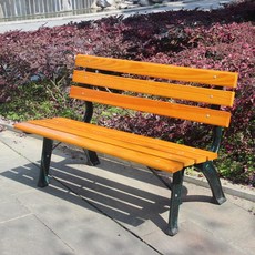 야외벤치 공원의자 실외 벤치 조경 휴식의자 철재 부식방지 원목 등받이의자 의자광장 긴의자, T03-강철심 나무+스틸다리 1미터 2