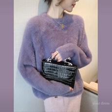 kn19fw022 라운드넥 앙고라 니트티