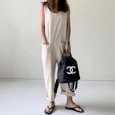 린넨민소매점프수트