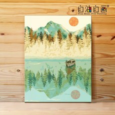 스스로 기름칠을 함 DIY 디지털 거실 침실 대폭 스트릿 페인팅 장식 뮤럴 샘광운 백록 덩크슛, 샘광운 백록 덩크슛 컬러 화판 （원목 붓대 화필 _높고