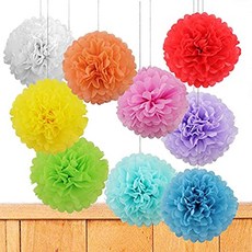 멀티 컬러 얇은 종이 공예 14 종류의 10 조각 12 조각 pom pom pom pom 키트 얇은 종이 꽃 결혼식 생일 베이비 샤워 유치원 장식 웨딩 (Colorful), Colorful