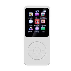 MP3 플레이어 블루투스 5.4 호환 스피커 HiFi 음악 1.8 화면 내장 FM 라디오, White, [05] White