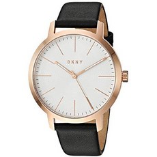 해외1317527 DKNY 남자 The The Modernist Stainless Steel Quartz 시계 with 가죽 Strap