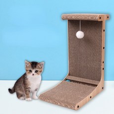 고양이 Scratcher 벽 및 소파 보호를 위한 L 자형 고양이 긁는 보드 공 장난감으로 긁는 고양이, 플랫폼 수직 고양이 긁는 판