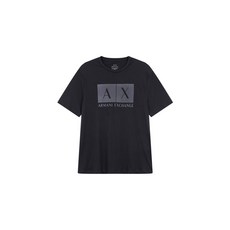 ARMANI EXCHANGE 아르마니익스체인지 남성 스퀘어 로고 소프트 티셔츠 - 블랙