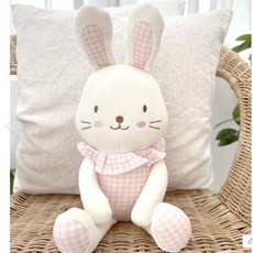 +오가닉 애착 인형+ 통통 아기토끼 벚꽃체크 약 42cm, 1개