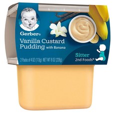 Gerber 2nd Foods Vanilla Custard Pudding 거버 2단계 이유식 바닐라 커스타드 푸딩 8oz(226g) 2개묶음 8팩, 1개
