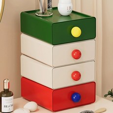 유니팡 책상 화장대 컬러풀 다용도 서랍장 정리함, 4단, 화이트,레드,그린,화이트