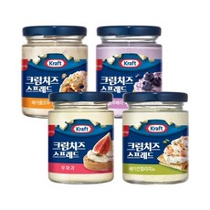 삼립 크래프트 크림치즈 스프레드 4종 4병 맛보기(무화과/메이플호두/베이컨/블루베리), 크림치즈 블루베리 4병